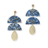 102108, GEOMETRIC GOLD GLITTER ACCENT CLAY RUBBER EARRING
