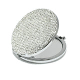 102118, ROUND SHAPE CRYSTAL RHINESTONE COMPACT MIRROR