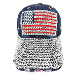 102122, AMERICAN FLAG BLING RHINESTONE BASEBALL CAP