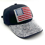 102122, AMERICAN FLAG BLING RHINESTONE BASEBALL CAP