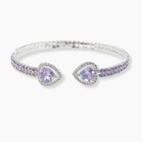 102123, HEART CUBIC ZIRCONIA ACCENT CRYSTAL RHINESTONE STRETCH CUFF BRACELET