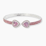 102123, HEART CUBIC ZIRCONIA ACCENT CRYSTAL RHINESTONE STRETCH CUFF BRACELET