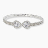 102123, HEART CUBIC ZIRCONIA ACCENT CRYSTAL RHINESTONE STRETCH CUFF BRACELET