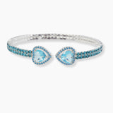 102123, HEART CUBIC ZIRCONIA ACCENT CRYSTAL RHINESTONE STRETCH CUFF BRACELET