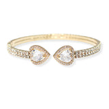 102123, HEART CUBIC ZIRCONIA ACCENT CRYSTAL RHINESTONE STRETCH CUFF BRACELET