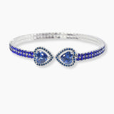 102123, HEART CUBIC ZIRCONIA ACCENT CRYSTAL RHINESTONE STRETCH CUFF BRACELET