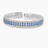 102125, BAGUETTE CUBIC ZIRCONIA CRYSTAL RHINESTONE STRETCH CUFF BRACELET