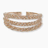 102126, TRIPLE ROW CRYSTAL RHINESTONE STRETCH CUFF BRACELET