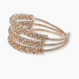 102126, TRIPLE ROW CRYSTAL RHINESTONE STRETCH CUFF BRACELET