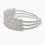 102126, TRIPLE ROW CRYSTAL RHINESTONE STRETCH CUFF BRACELET