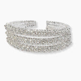 102126, TRIPLE ROW CRYSTAL RHINESTONE STRETCH CUFF BRACELET