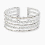 102128, RECTANGLE CUBIC ZIRCONIA CRYSTAL RHINESTONE STRETCH CUFF BRACELET