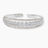 102129, OVAL CUBIC ZIRCONIA CRYSTAL RHINESTONE STRETCH CUFF BRACELET
