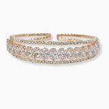 102129, OVAL CUBIC ZIRCONIA CRYSTAL RHINESTONE STRETCH CUFF BRACELET
