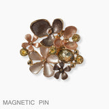 102136, MULTI FLOWER RHINESTONE ACCENT MAGNETIC PIN