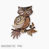 102139, OWL ENAMEL MAGNETIC PIN BROOCH