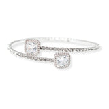 102154, GEOMETRIC CUBIC ZIRCONIA CRYSTAL RHINESTONE STRETCH CUFF BRACELET