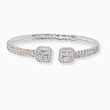 102156, GEOMETRIC CUBIC ZIRCONIA CRYSTAL RHINESTONE STRETCH CUFF BRACELET