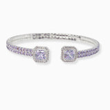 102156, GEOMETRIC CUBIC ZIRCONIA CRYSTAL RHINESTONE STRETCH CUFF BRACELET