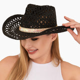 102163, SEQUIN BAND ACCENT WESTERN STRAW COWBOY HAT