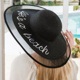 102166, "LIFE IS A BEACH" STRAW WIDE BRIM SUN HAT