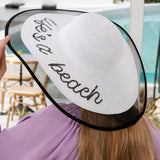 102166, "LIFE IS A BEACH" STRAW WIDE BRIM SUN HAT
