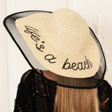 102166, "LIFE IS A BEACH" STRAW WIDE BRIM SUN HAT