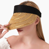 102167, SEQUIN ACCENT STRAW SUN VISOR HAT
