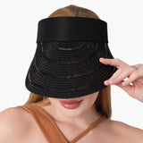 102167, SEQUIN ACCENT STRAW SUN VISOR HAT