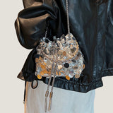 102170, ROUND ACCENT SEQUIN EMBELLISHED BAG