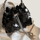 102170, ROUND ACCENT SEQUIN EMBELLISHED BAG