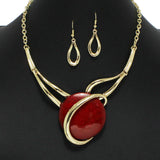 102182, ROUND GLASS STONE ACCENT NECKLACE