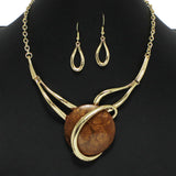 102182, ROUND GLASS STONE ACCENT NECKLACE