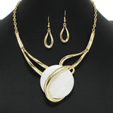 102182, ROUND GLASS STONE ACCENT NECKLACE