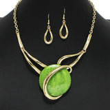 102182, ROUND GLASS STONE ACCENT NECKLACE