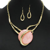 102182, ROUND GLASS STONE ACCENT NECKLACE