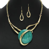 102182, ROUND GLASS STONE ACCENT NECKLACE
