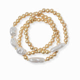 102183, FRESHWATER PEARL MULTI LAYERED BEADED STRETCH BRACELET