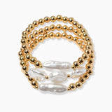 102183, FRESHWATER PEARL MULTI LAYERED BEADED STRETCH BRACELET