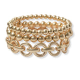 102184, MULTI LAYERED BALL BEADED STRETCH BRACELET