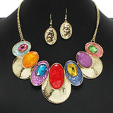 102186, OVAL GEOMETRIC CELLULOID ACETATE NECKLACE