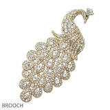 102196, PEACOCK CRYSTAL RHINESTONE PIN BROOCH