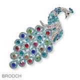 102196, PEACOCK CRYSTAL RHINESTONE PIN BROOCH