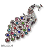 102196, PEACOCK CRYSTAL RHINESTONE PIN BROOCH