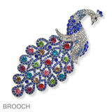 102196, PEACOCK CRYSTAL RHINESTONE PIN BROOCH