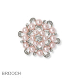 102197, PEARL WITH CRYSTAL RHINESTONE FLOWER PIN BROOCH