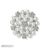 102198, PEARL WITH CRYSTAL RHINESTONE FLOWER PIN BROOCH