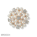 102198, PEARL WITH CRYSTAL RHINESTONE FLOWER PIN BROOCH