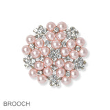102198, PEARL WITH CRYSTAL RHINESTONE FLOWER PIN BROOCH