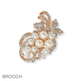 102199, PEARL WITH CRYSTAL RHINESTONE FLOWERS VINE PIN BROOCH